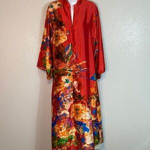 Natori Red Floral Maxi Dress